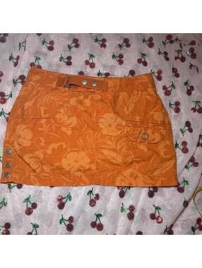 London Jean Orange floral mini skirt with belt #floral #miniskirt #summer